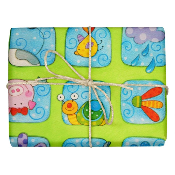 green kids gift wrap