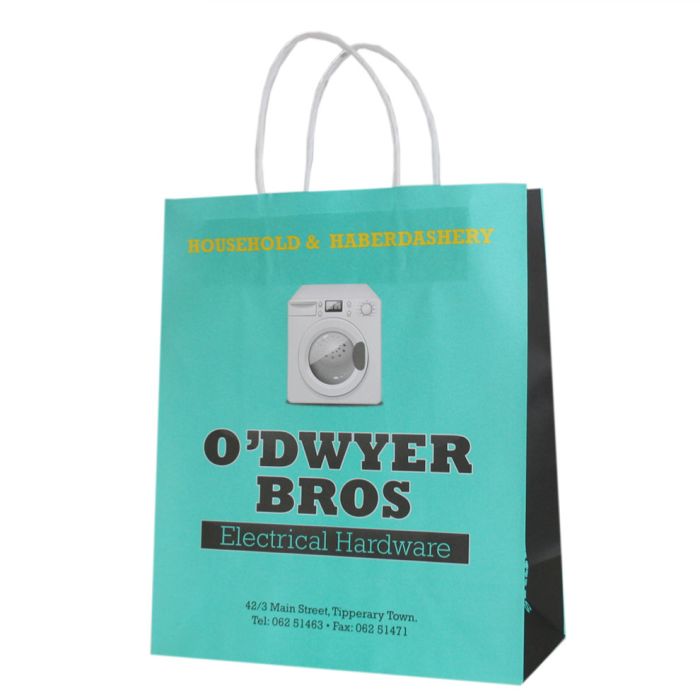 vibrant blue paper bag