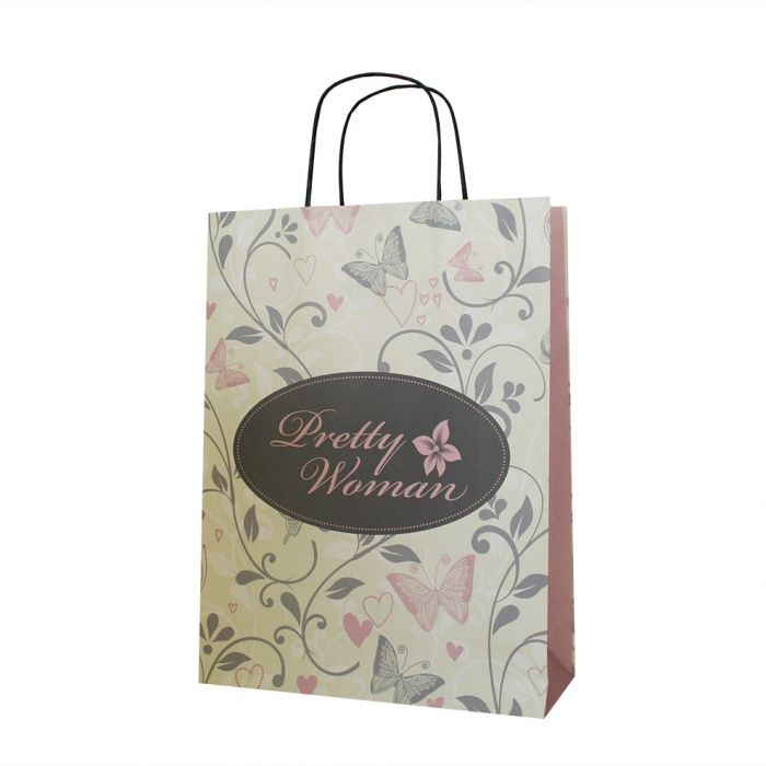 Floral Pattern Twist Handle Paper Bag