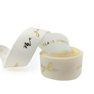 branded ribbon with gold foil