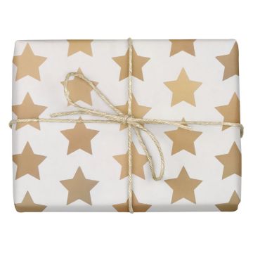 Wrapping Paper -Gold & White Stars (100m) 