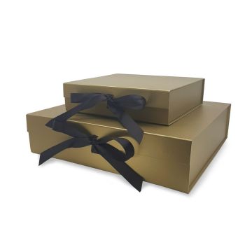 Gold Gift Boxes with Ribbon