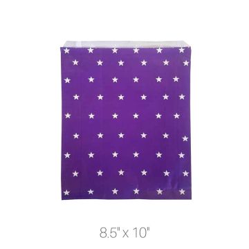 Flat Counter Paper Bags - Purple Stars - 8.5" x 10"