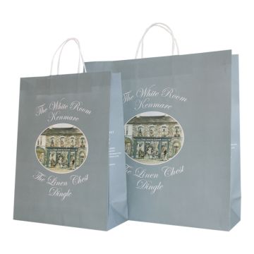 grey branded bag